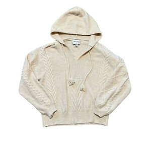 Industry Cream Knit Hoodie Sweater Medium Boho Cable Knit Pullover